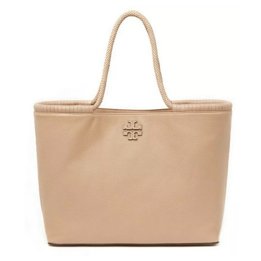 Tory Burch Taylor Tote Leather Shoulder Bag Shopper Handbag in Devon Sand - Picture 6 of 15